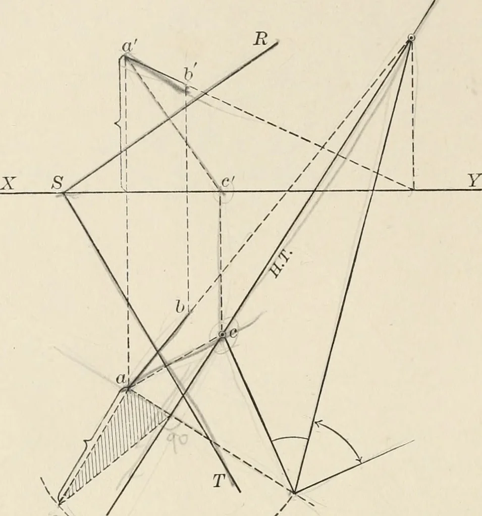 An illustration from Descriptive geometry for students in engineering science and architecture; a carefully graded course of instruction, 1915, leaf 53