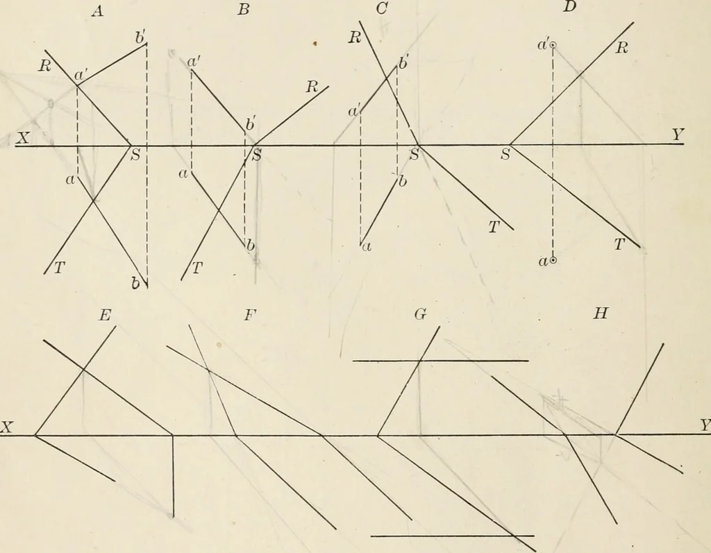 An illustration from Descriptive geometry for students in engineering science and architecture; a carefully graded course of instruction, 1915, leaf 59