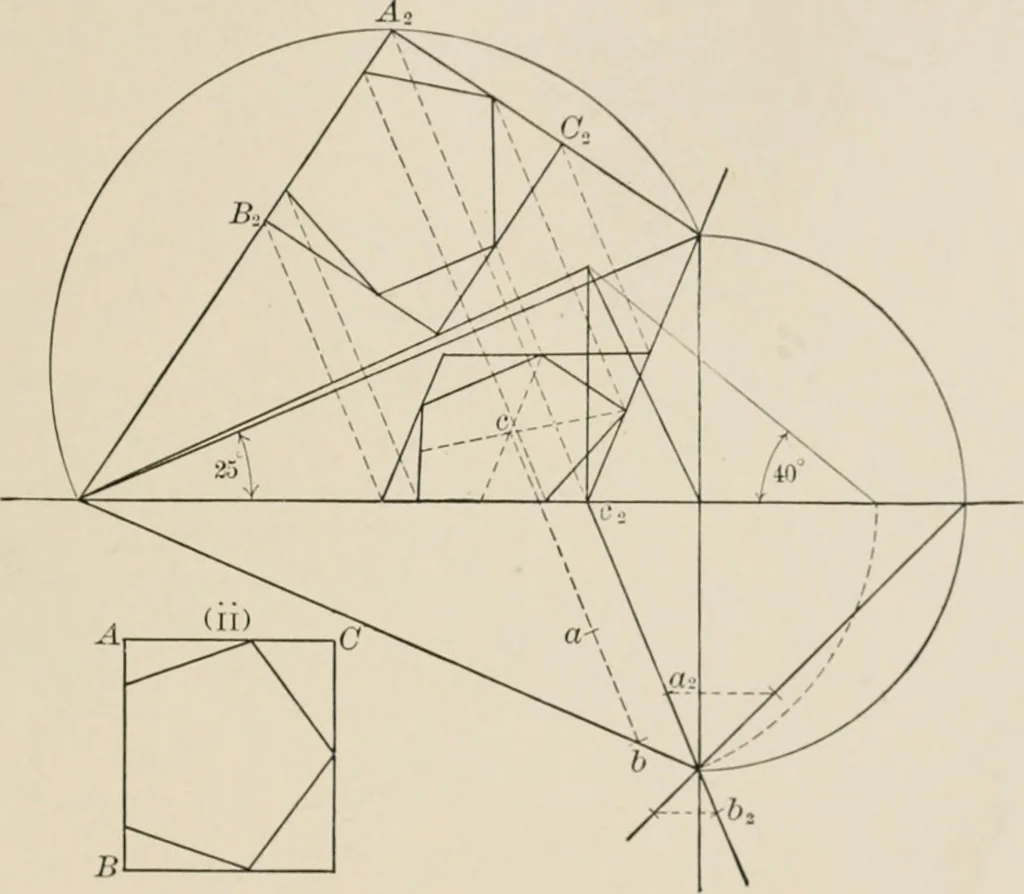 An illustration from Descriptive geometry for students in engineering science and architecture; a carefully graded course of instruction, 1915, leaf 84