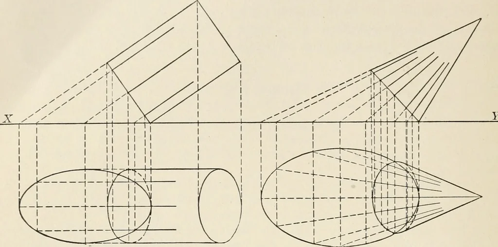 An illustration from Descriptive geometry for students in engineering science and architecture; a carefully graded course of instruction, 1915, leaf 89