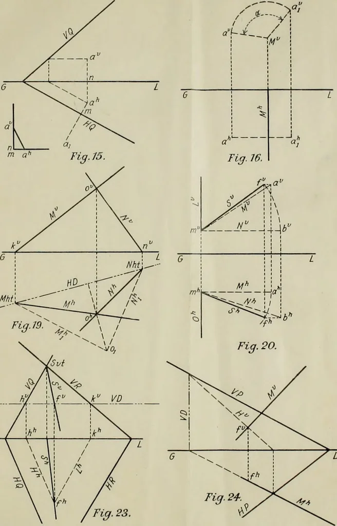 An illustration from Descriptive geometry; with numerous problems and practical applications, 1922, leaf 134
