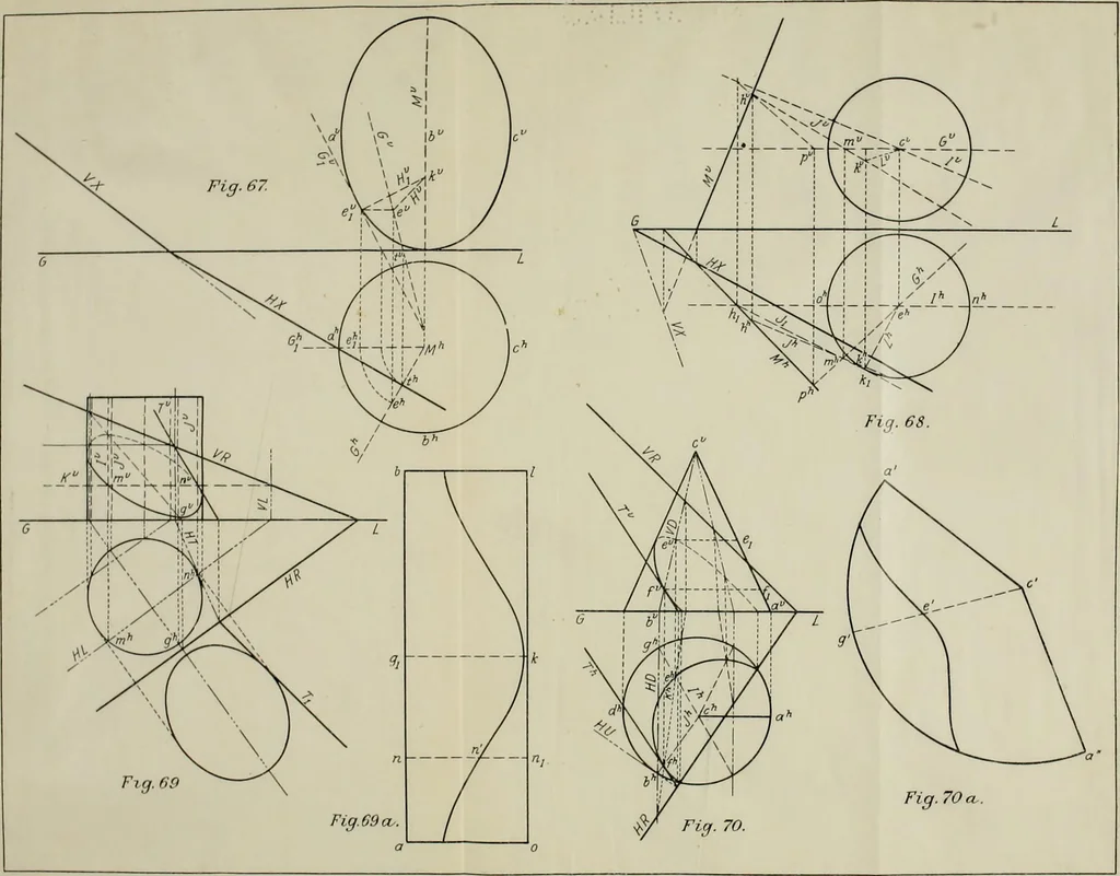 An illustration from Descriptive geometry; with numerous problems and practical applications, 1922, leaf 154