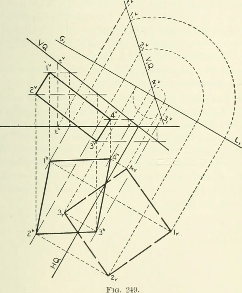 An illustration from Descriptive geometry, 1918, leaf 188