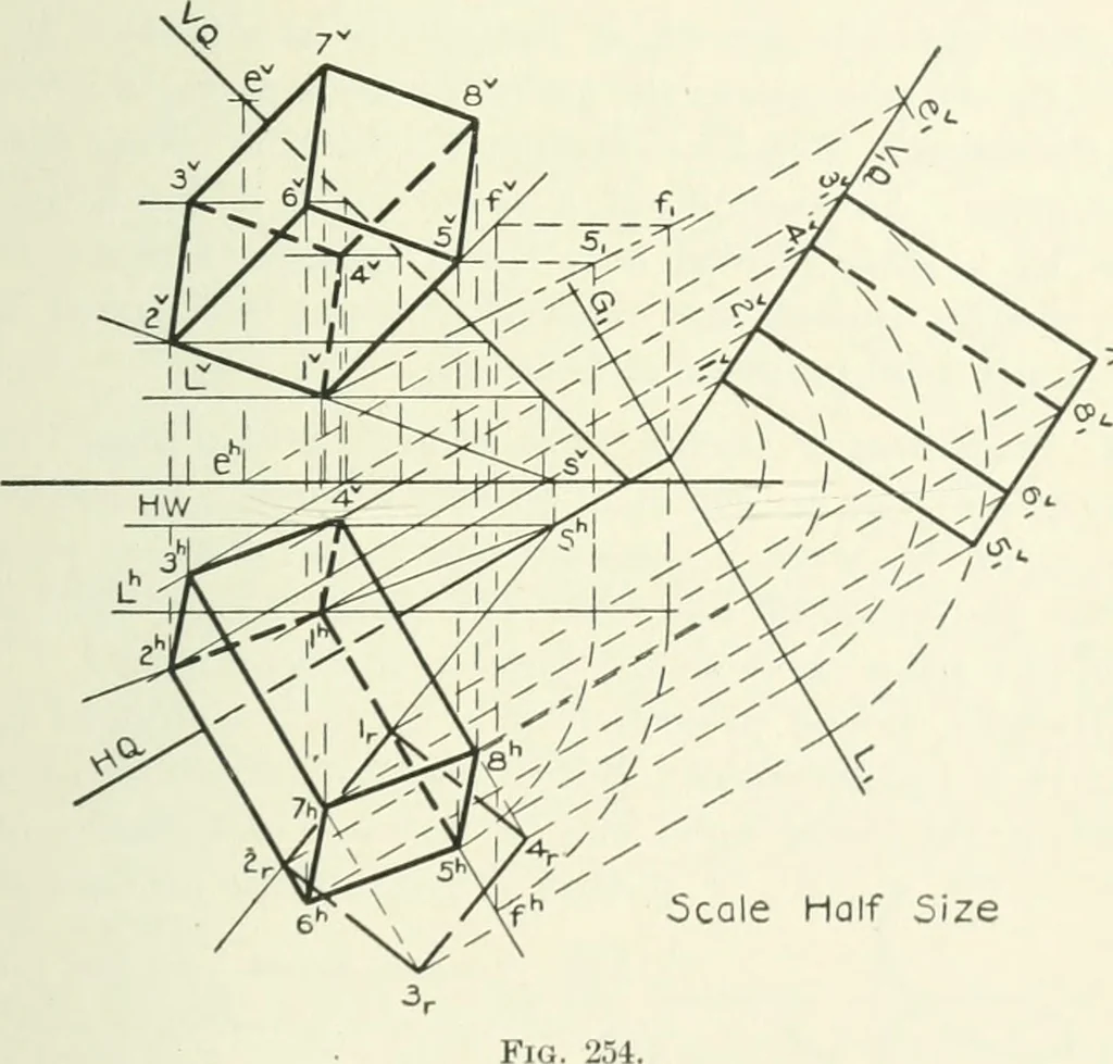 An illustration from Descriptive geometry, 1918, leaf 194