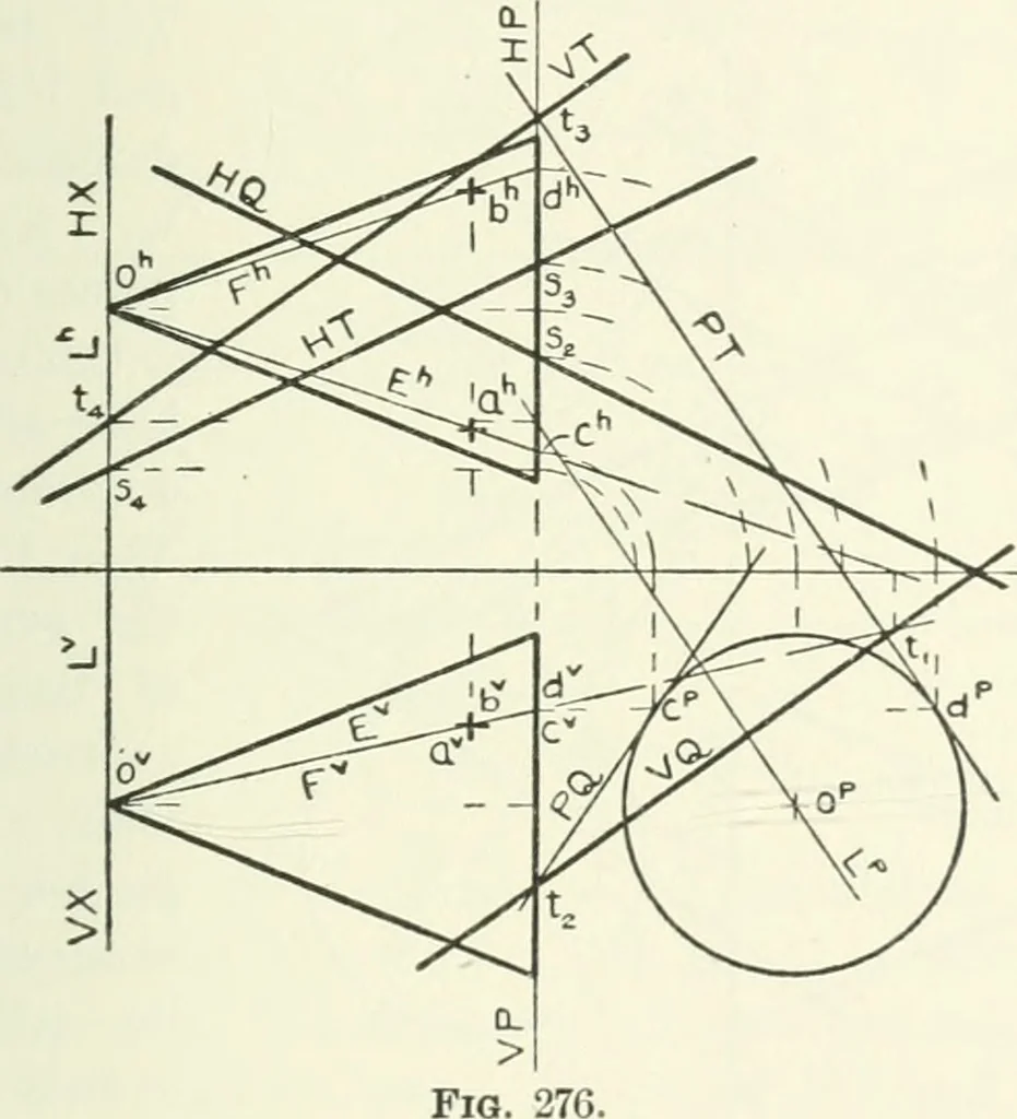 An illustration from Descriptive geometry, 1918, leaf 208
