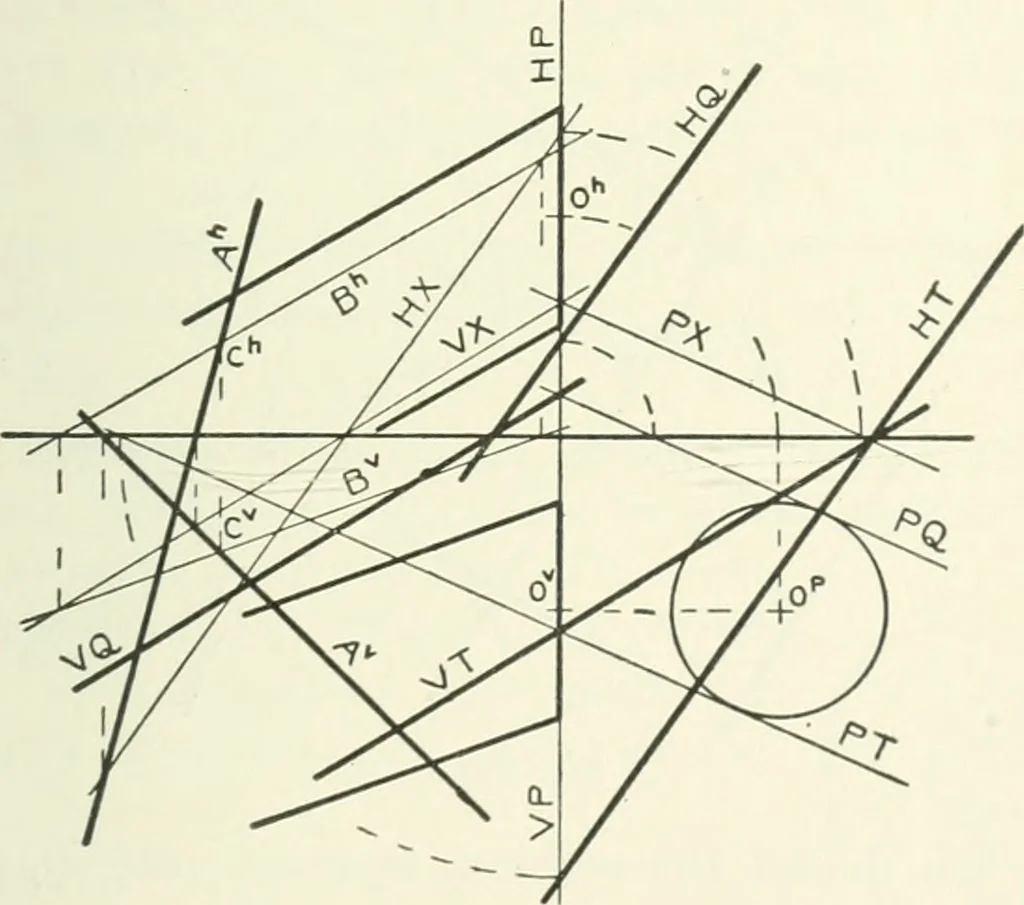 An illustration from Descriptive geometry, 1918, leaf 220