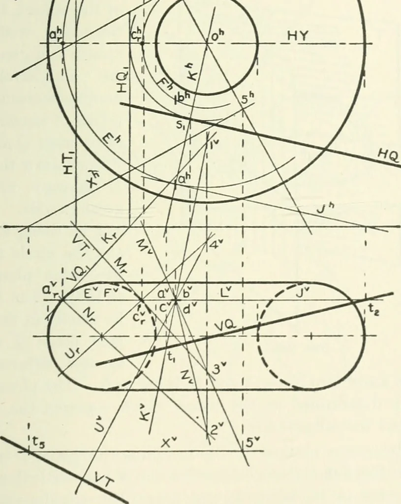 An illustration from Descriptive geometry, 1918, leaf 232