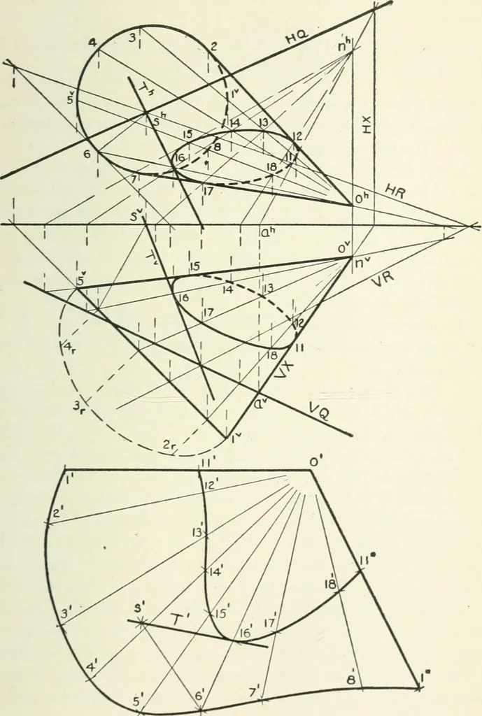 An illustration from Descriptive geometry, 1918, leaf 252