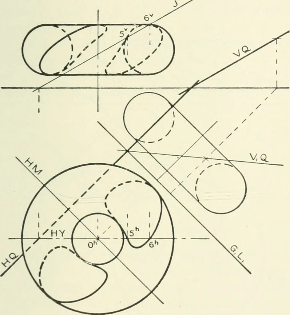 An illustration from Descriptive geometry, 1918, leaf 274