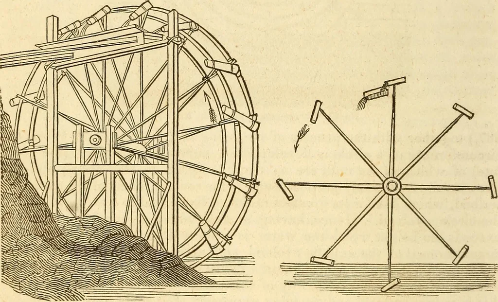 An illustration from A descriptive and historical account of hydraulic and other machines for raising water, 1850, leaf 136