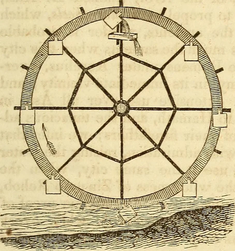 An illustration from A descriptive and historical account of hydraulic and other machines for raising water, 1850, leaf 139