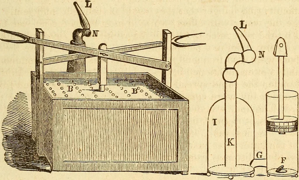 An illustration from A descriptive and historical account of hydraulic and other machines for raising water, 1850, leaf 351