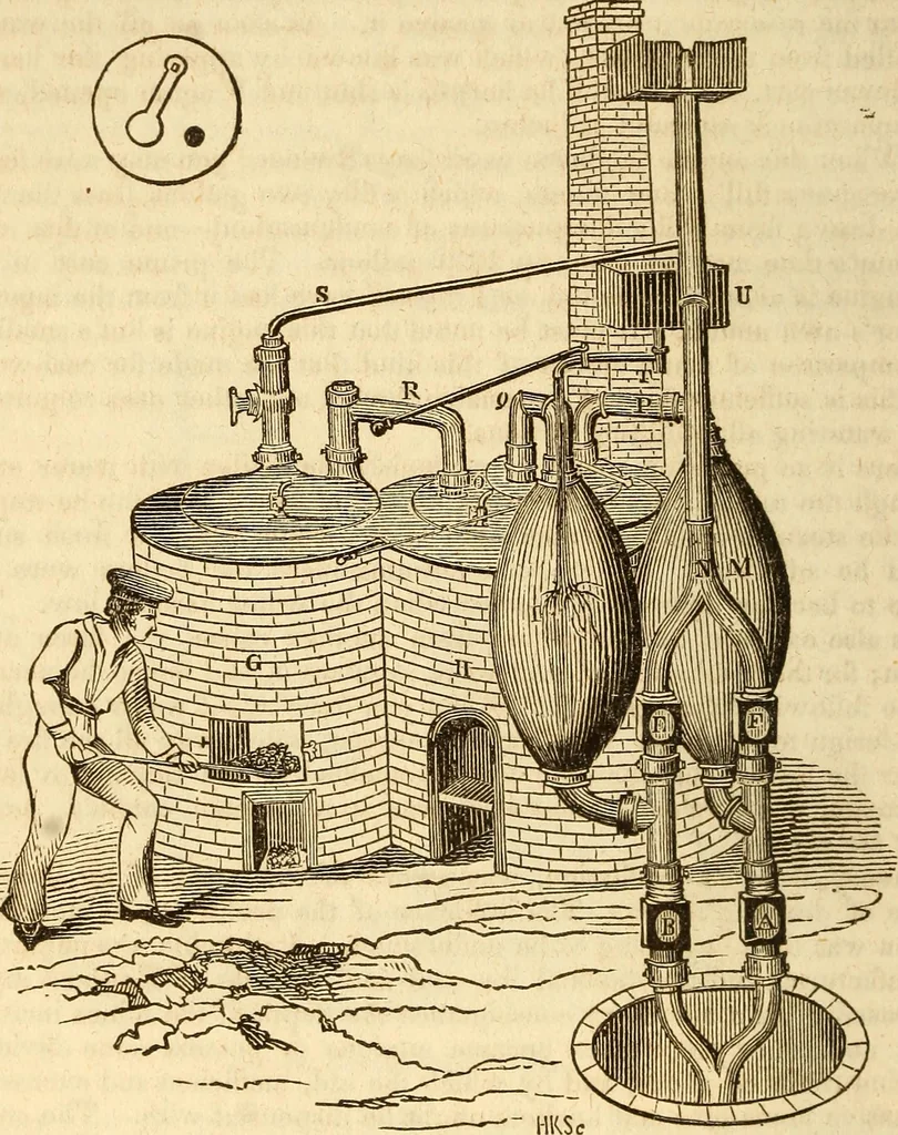 An illustration from A descriptive and historical account of hydraulic and other machines for raising water, 1850, leaf 482