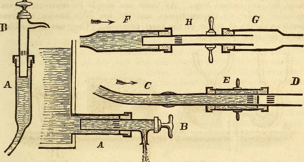 An illustration from A descriptive and historical account of hydraulic and other machines for raising water, 1850, leaf 585