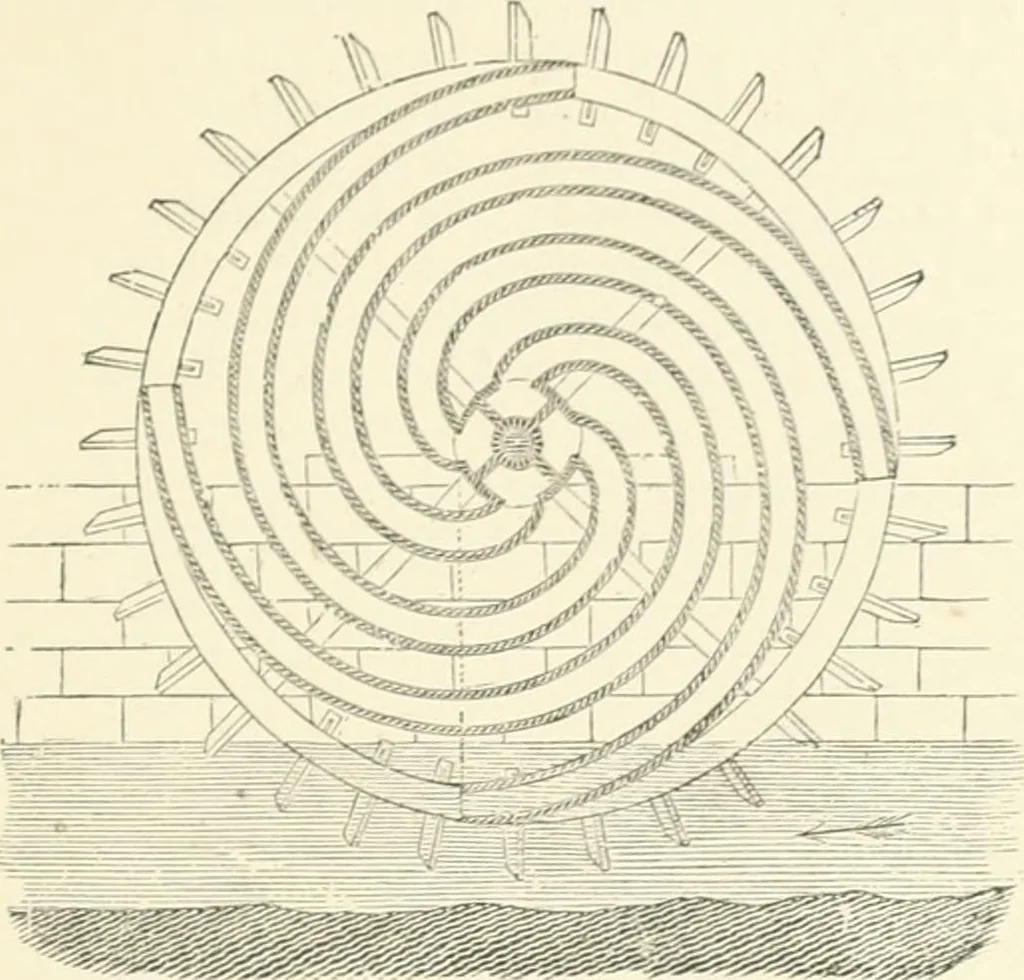 An illustration from A descriptive and historical account of hydraulic and other machines for raising water, ancient and modern : with observations on various subjects connected with the mechanic arts: including the progressive development of the steam engine, 1876, leaf 125