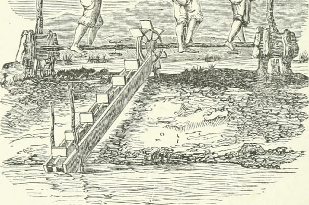 An illustration from A descriptive and historical account of hydraulic and other machines for raising water, ancient and modern : with observations on various subjects connected with the mechanic arts: including the progressive development of the steam engine, 1876, leaf 164