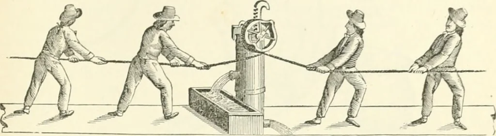 An illustration from A descriptive and historical account of hydraulic and other machines for raising water, ancient and modern : with observations on various subjects connected with the mechanic arts: including the progressive development of the steam engine, 1876, leaf 241