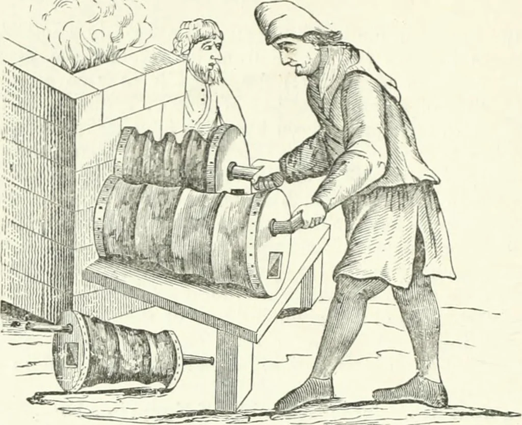 An illustration from A descriptive and historical account of hydraulic and other machines for raising water, ancient and modern : with observations on various subjects connected with the mechanic arts: including the progressive development of the steam engine, 1876, leaf 254