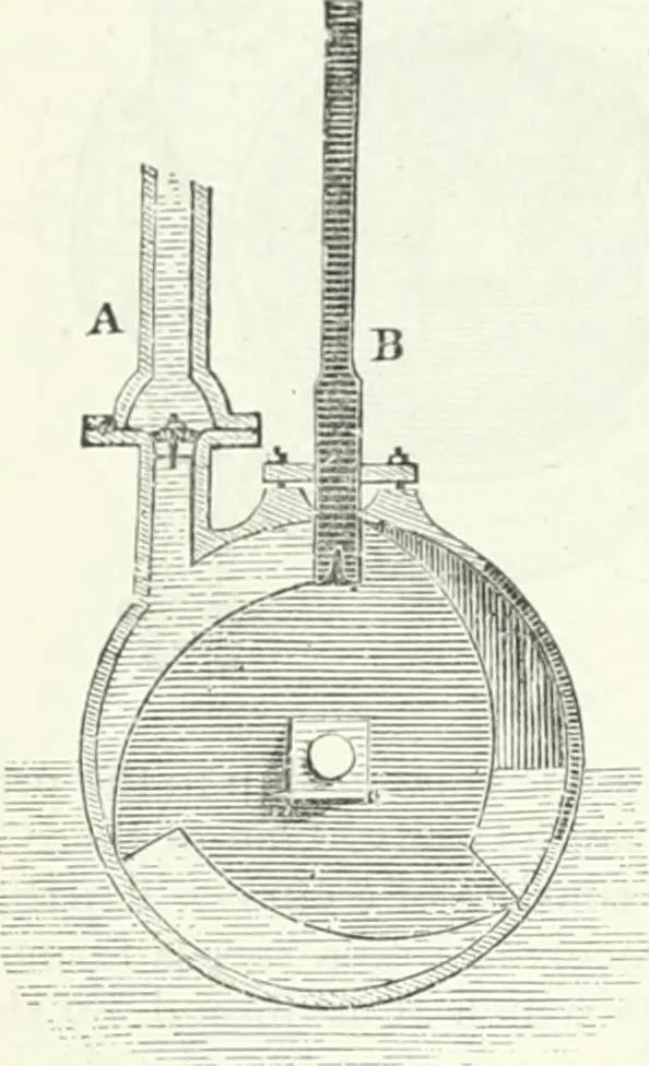 An illustration from A descriptive and historical account of hydraulic and other machines for raising water, ancient and modern : with observations on various subjects connected with the mechanic arts: including the progressive development of the steam engine, 1876, leaf 302