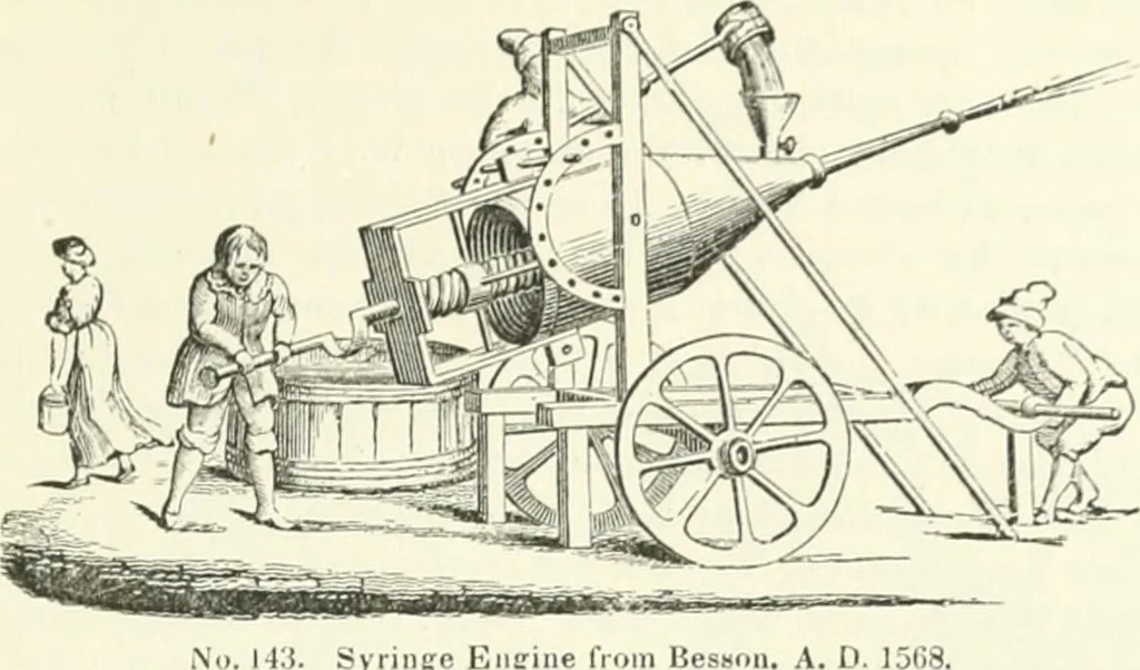 An illustration from A descriptive and historical account of hydraulic and other machines for raising water, ancient and modern : with observations on various subjects connected with the mechanic arts: including the progressive development of the steam engine, 1876, leaf 331