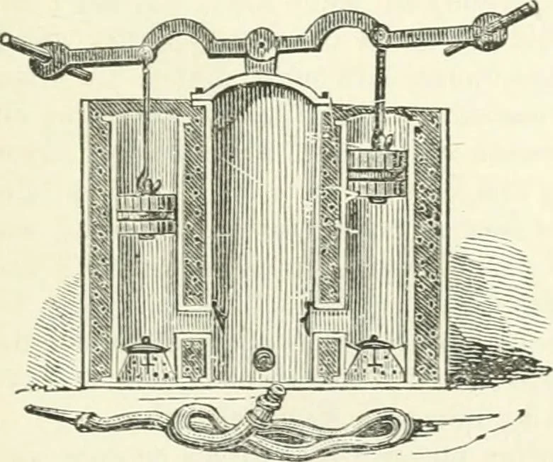 An illustration from A descriptive and historical account of hydraulic and other machines for raising water, ancient and modern : with observations on various subjects connected with the mechanic arts: including the progressive development of the steam engine, 1876, leaf 345