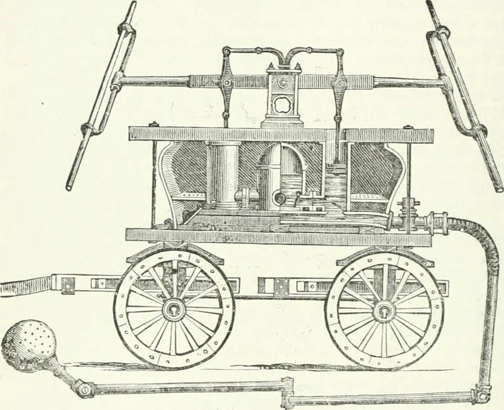 An illustration from A descriptive and historical account of hydraulic and other machines for raising water, ancient and modern : with observations on various subjects connected with the mechanic arts: including the progressive development of the steam engine, 1876, leaf 350
