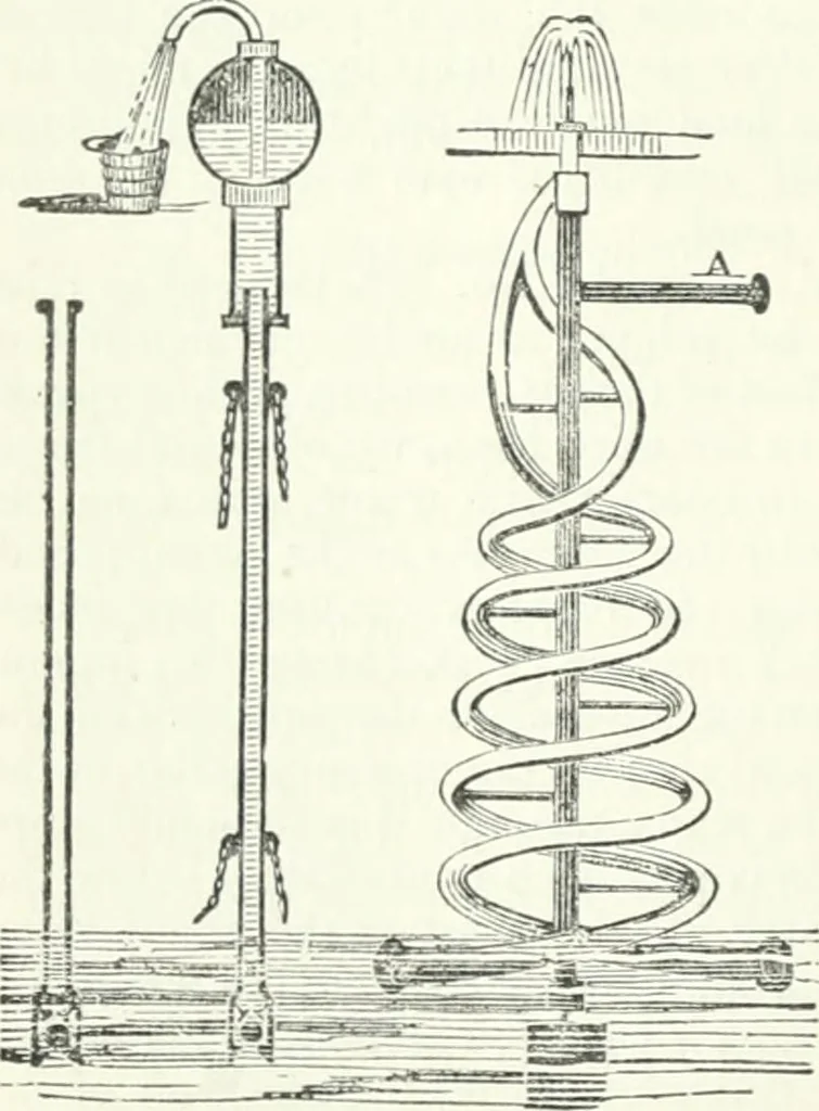 An illustration from A descriptive and historical account of hydraulic and other machines for raising water, ancient and modern : with observations on various subjects connected with the mechanic arts: including the progressive development of the steam engine, 1876, leaf 386
