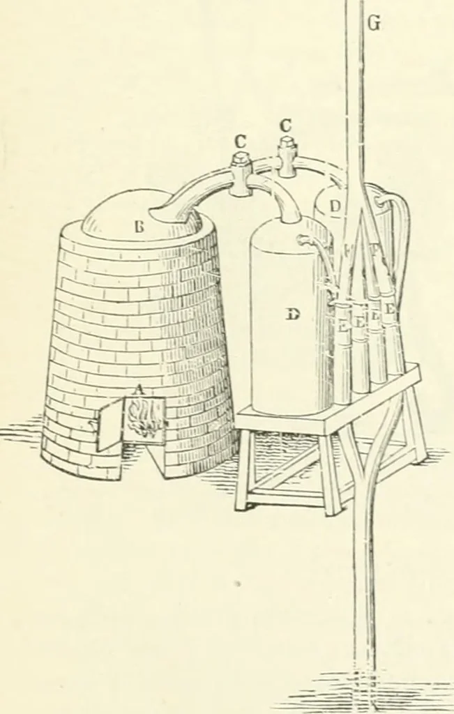 An illustration from A descriptive and historical account of hydraulic and other machines for raising water, ancient and modern : with observations on various subjects connected with the mechanic arts: including the progressive development of the steam engine, 1876, leaf 469