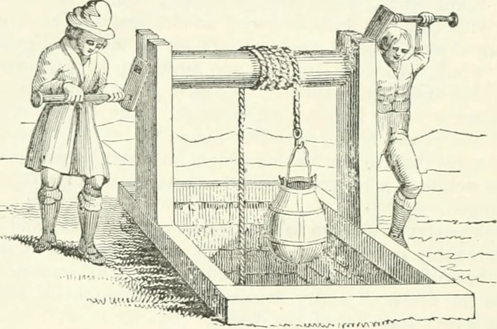 An illustration from A descriptive and historical account of hydraulic and other machines for raising water, ancient and modern : with observations on various subjects connected with the mechanic arts: including the progressive development of the steam engine, 1876, leaf 82