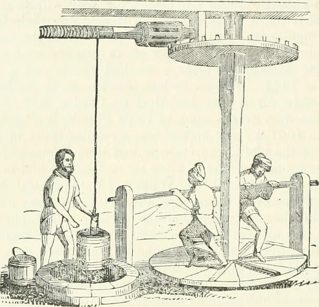 An illustration from A descriptive and historical account of hydraulic and other machines for raising water, ancient and modern : with observations on various subjects connected with the mechanic arts: including the progressive development of the steam engine, 1876, leaf 90