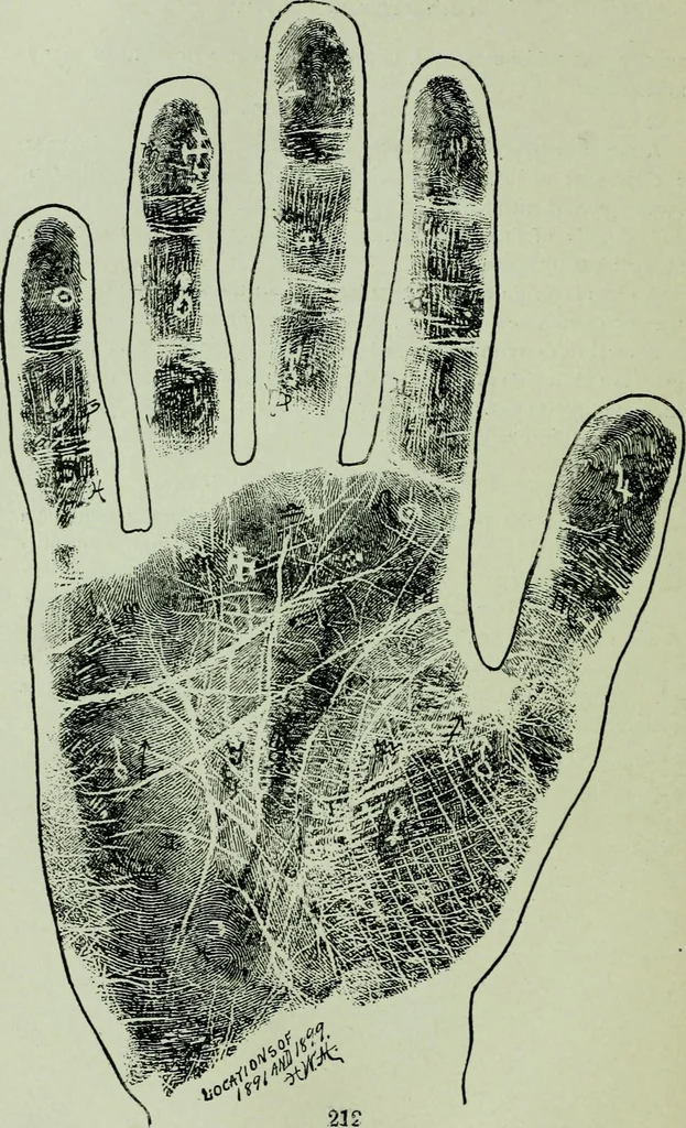 An illustration from Descriptive mentality from the head, face and hand, 1899, leaf 216