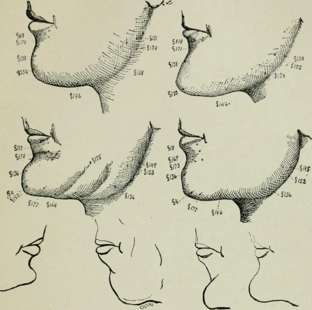 An illustration from Descriptive mentality from the head, face and hand, 1899, leaf 49