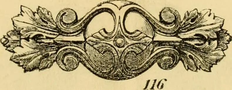 An illustration from Descriptive price list of patented artificial wood ornaments, for furniture manufacturers, architects, builders, interior decorators, stair builders, car builders, organ manufacturers, steamboat builders, etc. etc., 1871, leaf 12