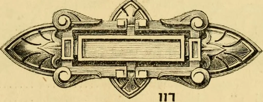 An illustration from Descriptive price list of patented artificial wood ornaments, for furniture manufacturers, architects, builders, interior decorators, stair builders, car builders, organ manufacturers, steamboat builders, etc. etc., 1871, leaf 12