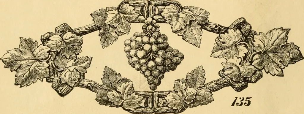 An illustration from Descriptive price list of patented artificial wood ornaments, for furniture manufacturers, architects, builders, interior decorators, stair builders, car builders, organ manufacturers, steamboat builders, etc. etc., 1871, leaf 15