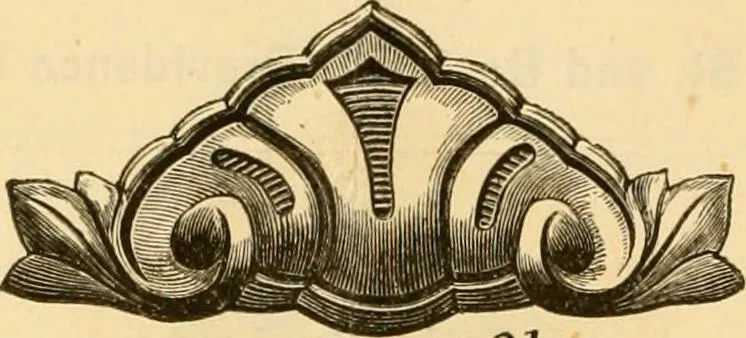 An illustration from Descriptive price list of patented artificial wood ornaments, for furniture manufacturers, architects, builders, interior decorators, stair builders, car builders, organ manufacturers, steamboat builders, etc. etc., 1871, leaf 7
