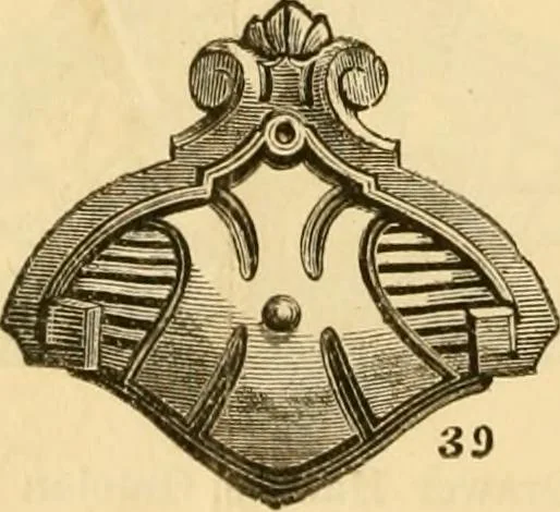 An illustration from Descriptive price list of patented artificial wood ornaments, for furniture manufacturers, architects, builders, interior decorators, stair builders, car builders, organ manufacturers, steamboat builders, etc. etc., 1871, leaf 7
