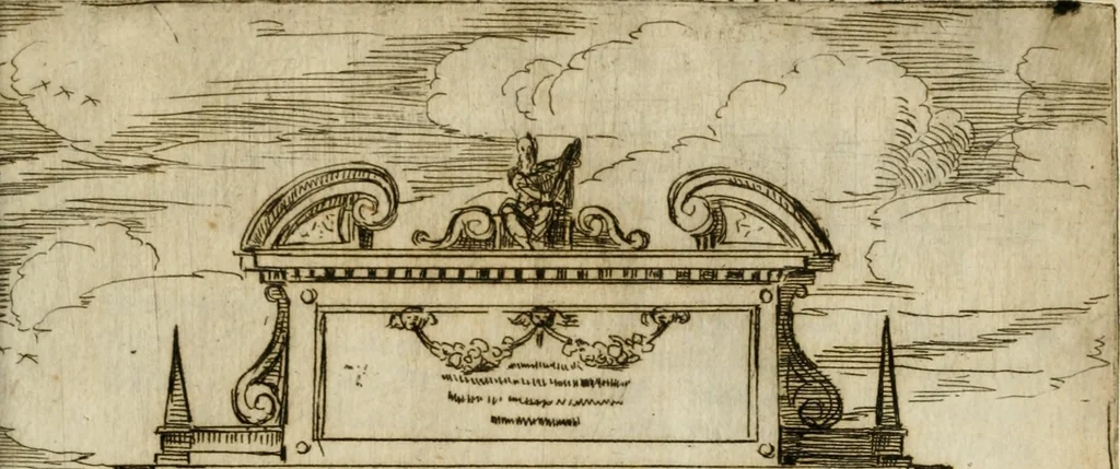 An illustration from Descrittione de gli apparati fatti in Bologna per la venvta di n. s. papa Clemente VIII. Con gli disegni de gli archi, statue, & pitture. Dedicata a gli ill.mi sig. del reggimento di Bologna, 1598, leaf 20