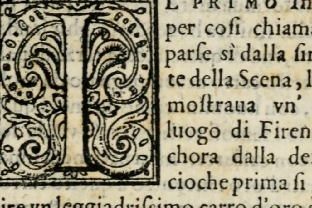 An illustration from Descrittione dell'intermedii fatti nel felicissimo palazo del gran dvca Cosimo, & del suo illustriss. figliuolo principe di Firenze, & di Siena : per honorar la illvstris. presenza della Sereniss. Altezza dello eccellentissimo arciduca d'Austria, il primo giorno di maggio, l'anno MDLXIX, 1569, leaf 9