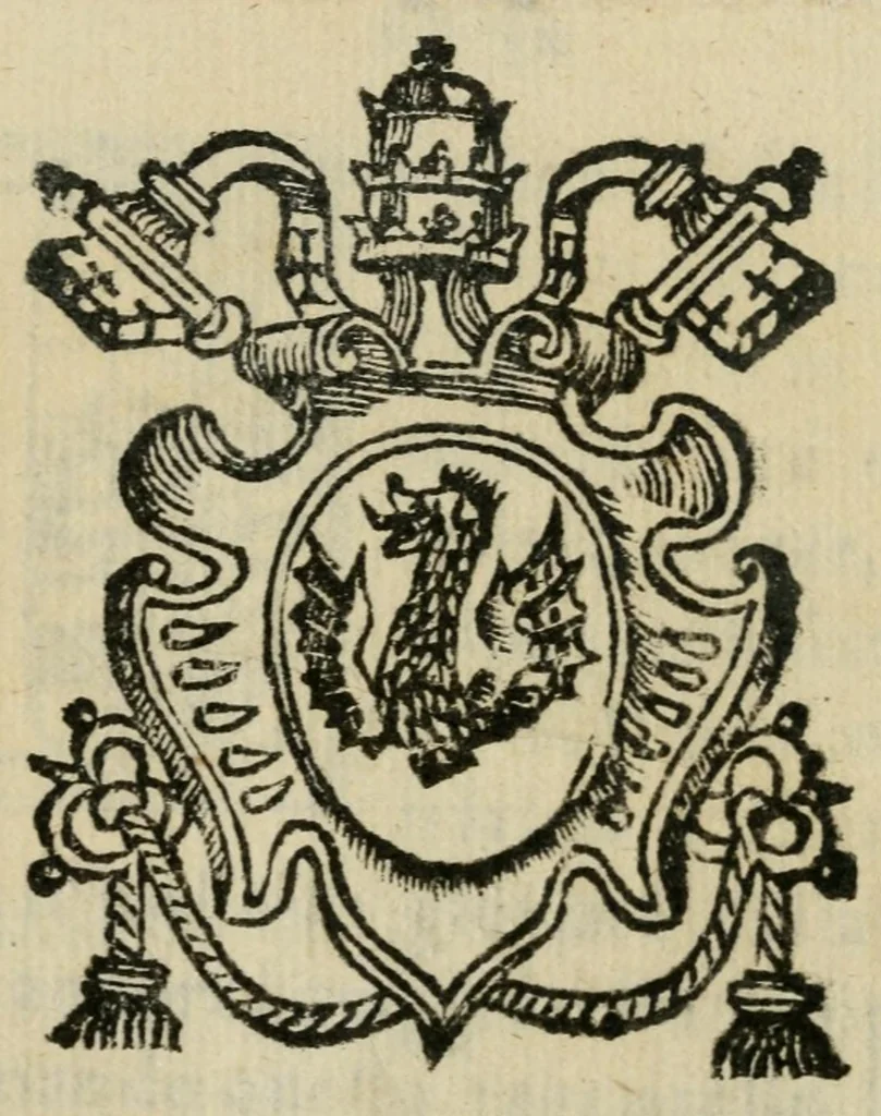 An illustration from Descrittione della pompa et del apparato fatto in Roma per la translatione del corpo di S. Gregorio Nazianzeno dal Monistero di S. Maria di Campo Marzo nella Chiesa di S. Pietro nella Capella Gregoriana, 1580, leaf 5