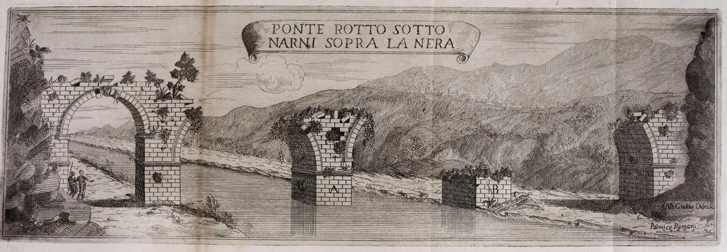 An illustration from Descrittione di diuersi ponti esistenti sopra li fiumi Nera e Teuere, con vn discorso particolare della nauigatione da Perugia a Roma, 1676, leaf 17