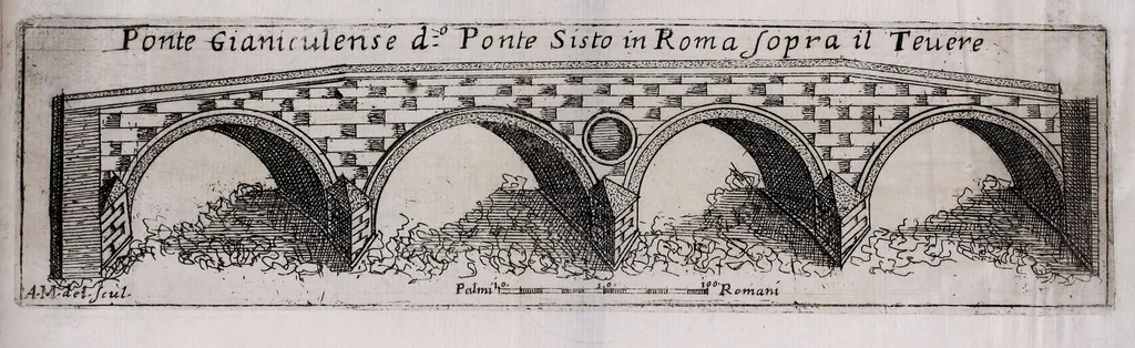 An illustration from Descrittione di diuersi ponti esistenti sopra li fiumi Nera e Teuere, con vn discorso particolare della nauigatione da Perugia a Roma, 1676, leaf 81