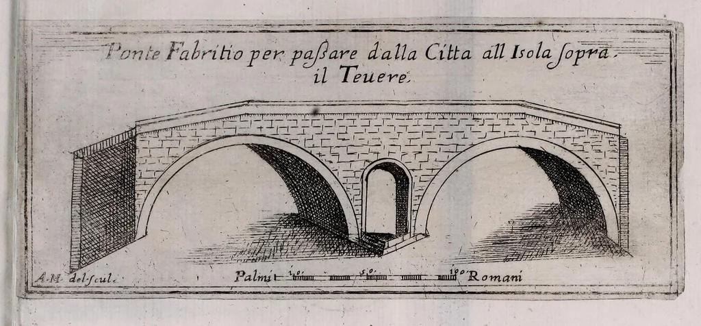 An illustration from Descrittione di diuersi ponti esistenti sopra li fiumi Nera e Teuere, con vn discorso particolare della nauigatione da Perugia a Roma, 1676, leaf 83