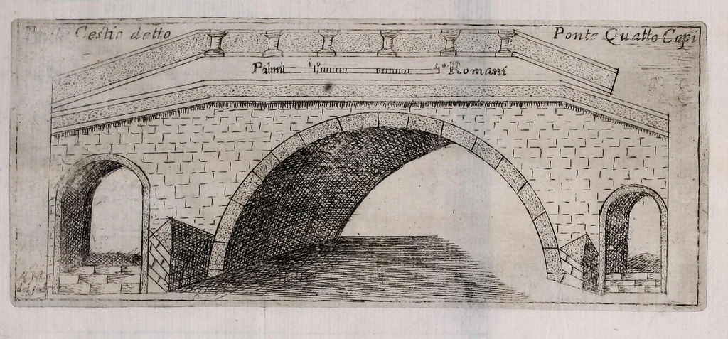 An illustration from Descrittione di diuersi ponti esistenti sopra li fiumi Nera e Teuere, con vn discorso particolare della nauigatione da Perugia a Roma, 1676, leaf 85