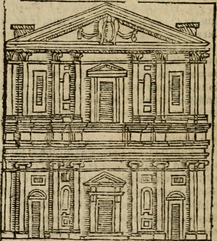 An illustration from Descrittione di Roma antica e moderna : nella quale si contengono chiese, monasterij, hospedali, compagnie, collegij e seminarij, tempij, teatri, anfiteatri, naumachie, cerchi, fori, curie, palazzi, e statue, librerie, musei, pitture, sculture, & i nomi de gli artefici : indice de'sommi pontefici, imperatori e duchi : con due copiosissime tauole, 1643, leaf 187