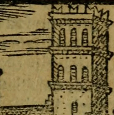 An illustration from Descrittione di Roma antica e moderna : nella quale si contengono chiese, monasterij, hospedali, compagnie, collegij e seminarij, tempij, teatri, anfiteatri, naumachie, cerchi, fori, curie, palazzi, e statue, librerie, musei, pitture, sculture, & i nomi de gli artefici : indice de'sommi pontefici, imperatori e duchi : con due copiosissime tauole, 1643, leaf 308