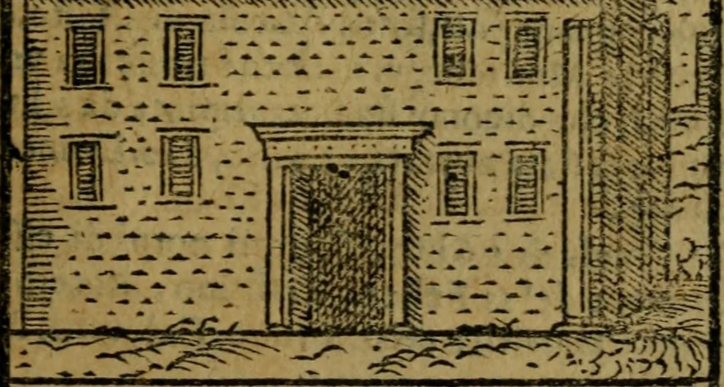 An illustration from Descrittione di Roma antica e moderna : nella quale si contengono chiese, monasterij, hospedali, compagnie, collegij e seminarij, tempij, teatri, anfiteatri, naumachie, cerchi, fori, curie, palazzi, e statue, librerie, musei, pitture, sculture, & i nomi de gli artefici : indice de'sommi pontefici, imperatori e duchi : con due copiosissime tauole, 1643, leaf 308