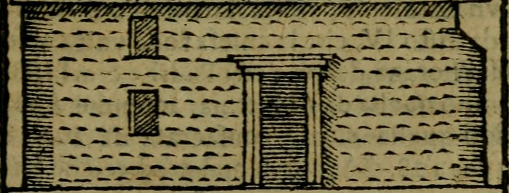 An illustration from Descrittione di Roma antica e moderna : nella quale si contengono chiese, monasterij, hospedali, compagnie, collegij e seminarij, tempij, teatri, anfiteatri, naumachie, cerchi, fori, curie, palazzi, e statue, librerie, musei, pitture, sculture, & i nomi de gli artefici : indice de'sommi pontefici, imperatori e duchi : con due copiosissime tauole, 1643, leaf 358