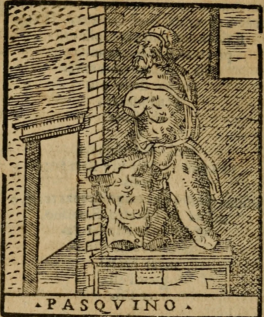 An illustration from Descrittione di Roma antica e moderna : nella quale si contengono chiese, monasterij, hospedali, compagnie, collegij e seminarij, tempij, teatri, anfiteatri, naumachie, cerchi, fori, curie, palazzi, e statue, librerie, musei, pitture, sculture, & i nomi de gli artefici : indice de'sommi pontefici, imperatori e duchi : con due copiosissime tauole, 1643, leaf 423