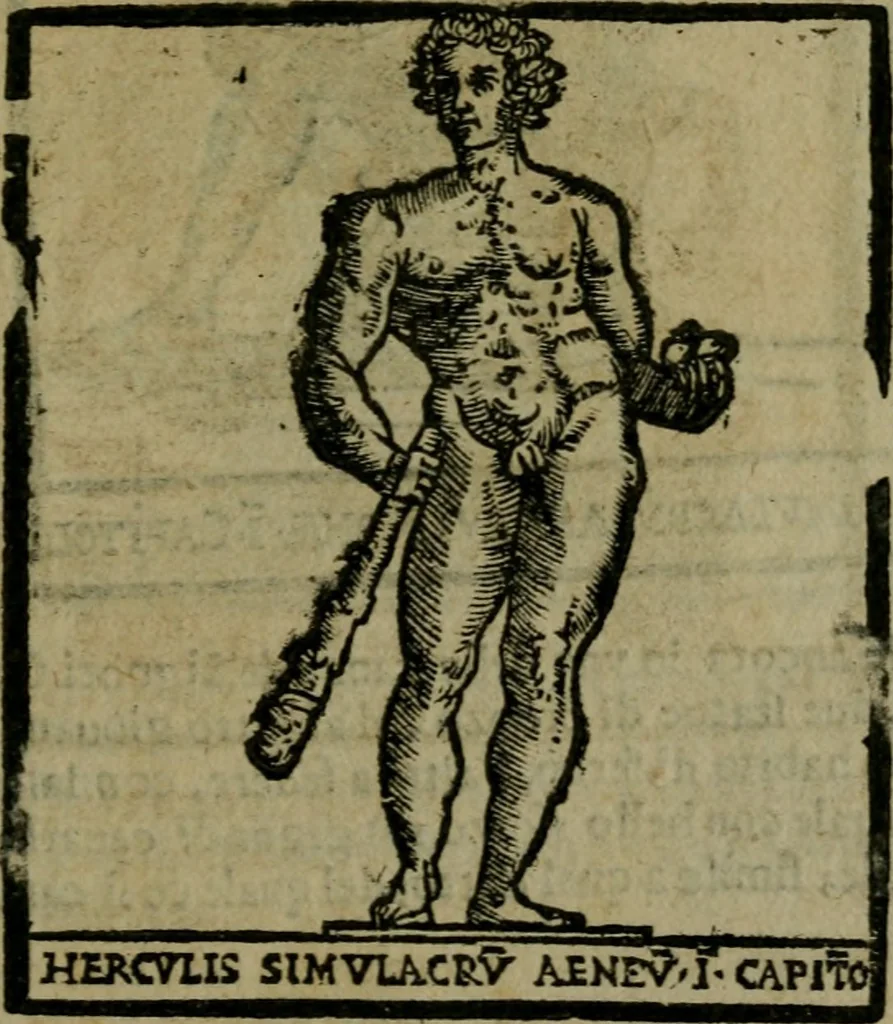 An illustration from Descrittione di Roma antica e moderna : nella quale si contengono chiese, monasterij, hospedali, compagnie, collegij e seminarij, tempij, teatri, anfiteatri, naumachie, cerchi, fori, curie, palazzi, e statue, librerie, musei, pitture, sculture, & i nomi de gli artefici : indice de'sommi pontefici, imperatori e duchi : con due copiosissime tauole, 1643, leaf 576